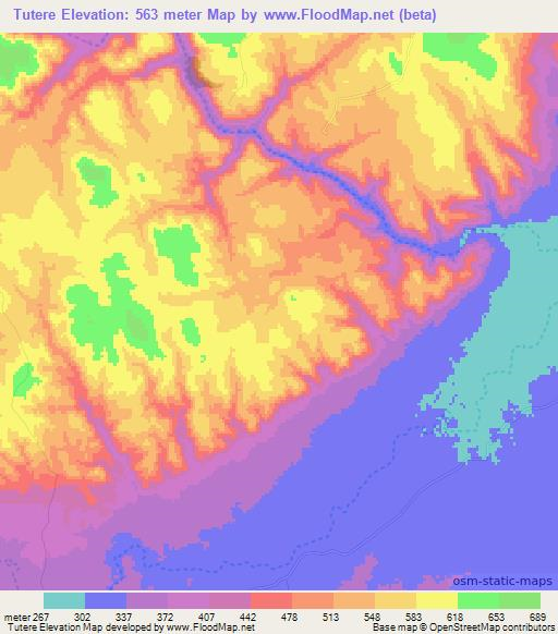 Tutere,Mozambique Elevation Map