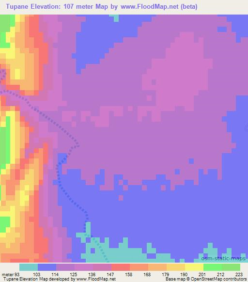 Tupane,Mozambique Elevation Map