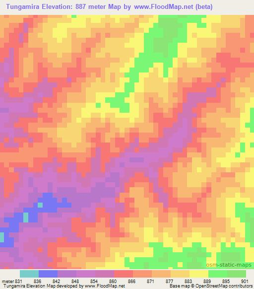 Tungamira,Mozambique Elevation Map