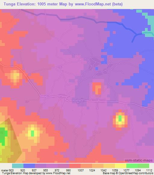Tunga,Mozambique Elevation Map