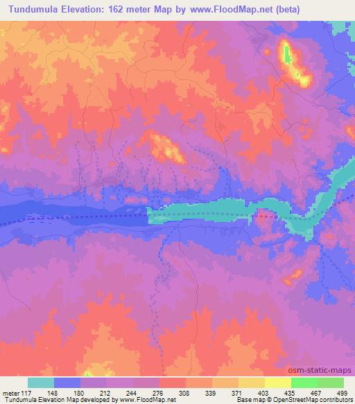 Tundumula,Mozambique Elevation Map