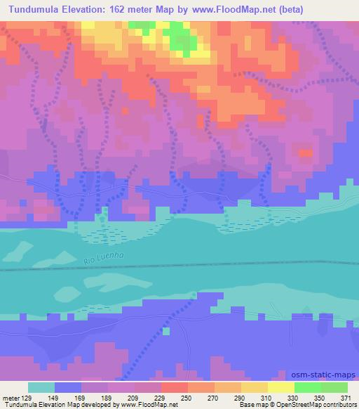 Tundumula,Mozambique Elevation Map