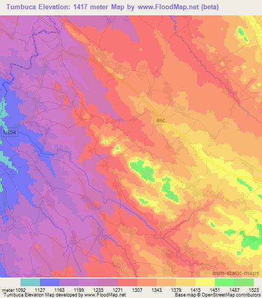 Tumbuca,Mozambique Elevation Map