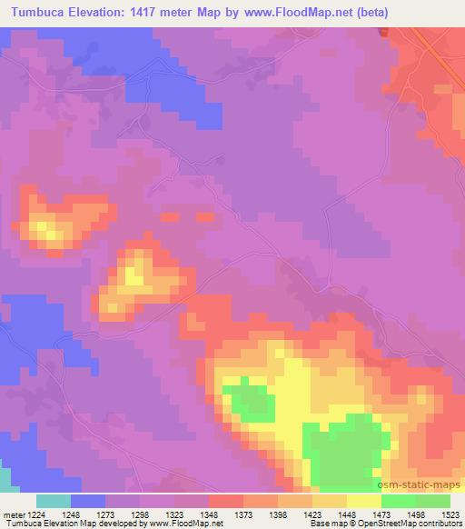 Tumbuca,Mozambique Elevation Map