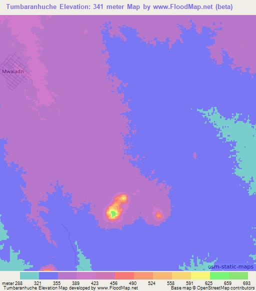 Tumbaranhuche,Mozambique Elevation Map