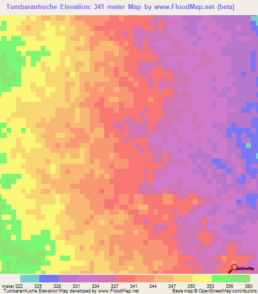 Tumbaranhuche,Mozambique Elevation Map