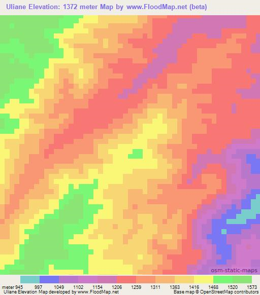 Uliane,Mozambique Elevation Map