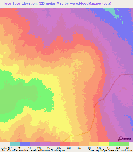 Tucu-Tucu,Mozambique Elevation Map