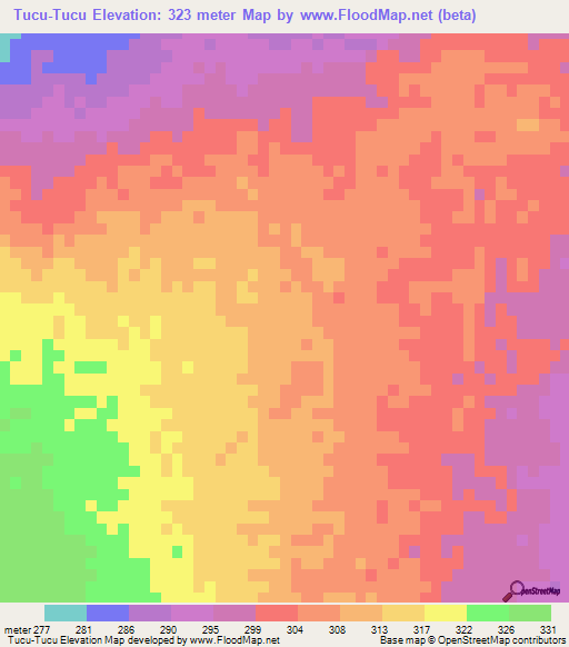 Tucu-Tucu,Mozambique Elevation Map
