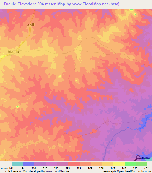 Tucule,Mozambique Elevation Map
