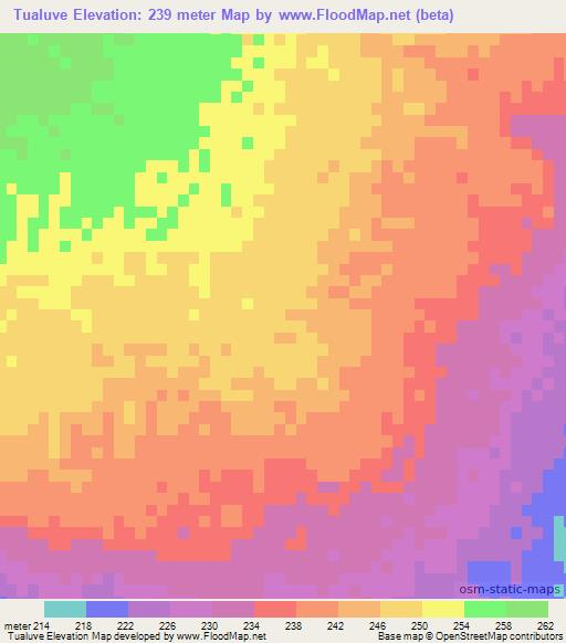 Tualuve,Mozambique Elevation Map