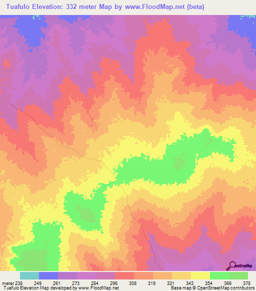 Tuafulo,Mozambique Elevation Map