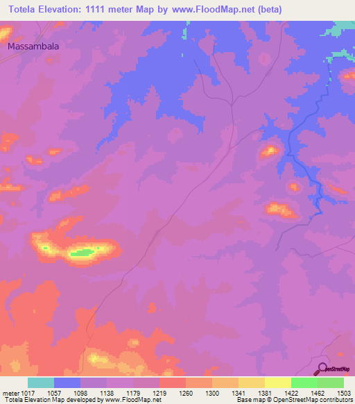 Totela,Mozambique Elevation Map