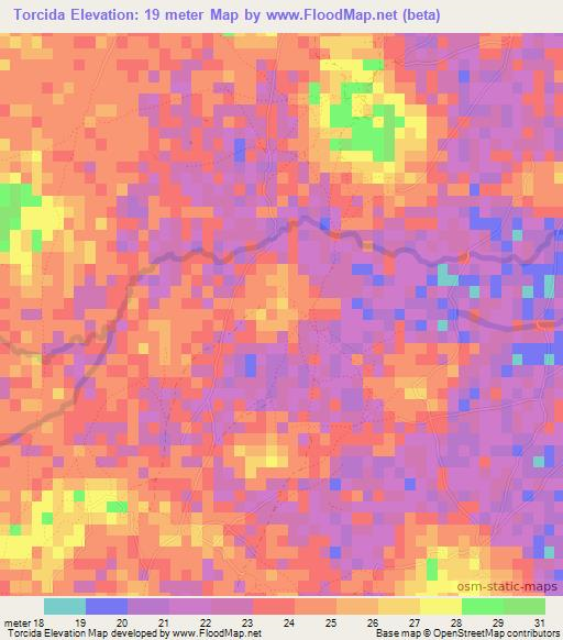 Torcida,Mozambique Elevation Map