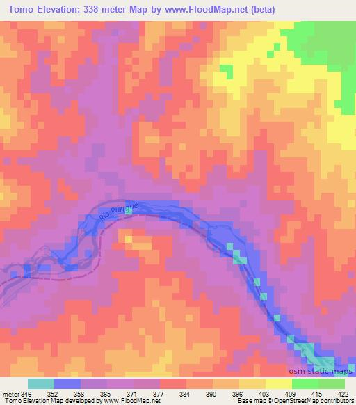 Tomo,Mozambique Elevation Map