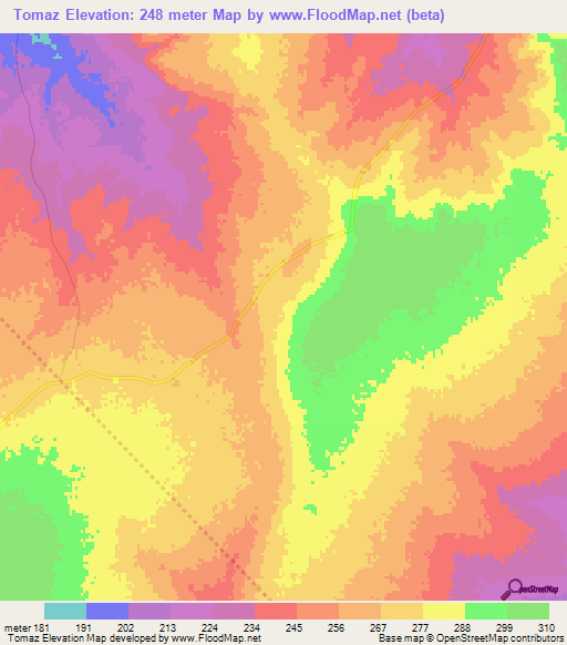 Tomaz,Mozambique Elevation Map
