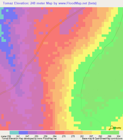 Tomaz,Mozambique Elevation Map