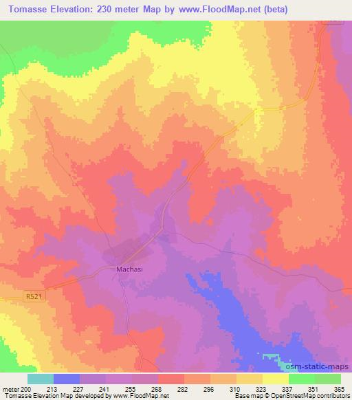 Tomasse,Mozambique Elevation Map