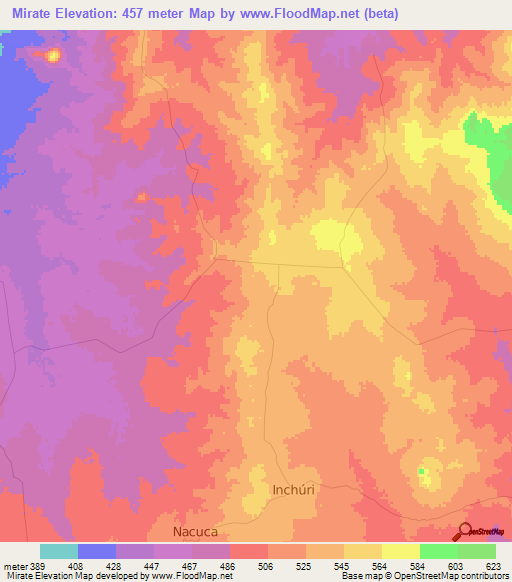 Mirate,Mozambique Elevation Map