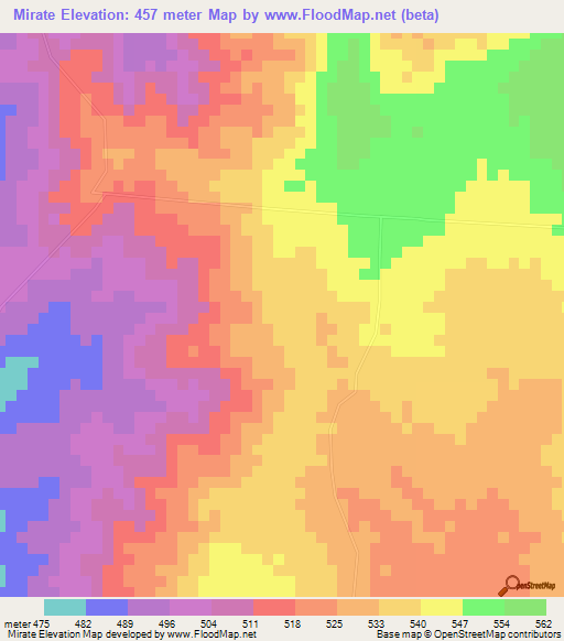 Mirate,Mozambique Elevation Map