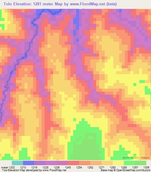Tolo,Mozambique Elevation Map