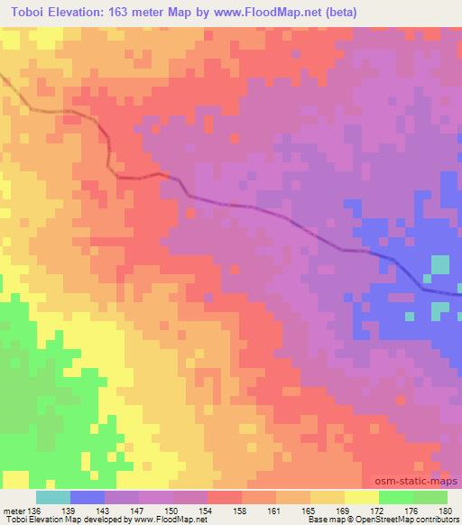 Toboi,Mozambique Elevation Map
