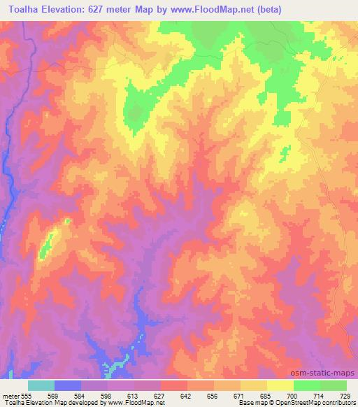 Toalha,Mozambique Elevation Map