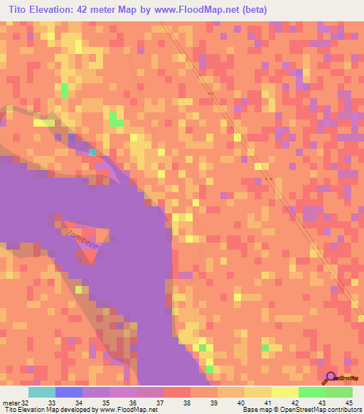Tito,Mozambique Elevation Map