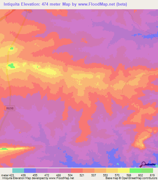 Intiquita,Mozambique Elevation Map
