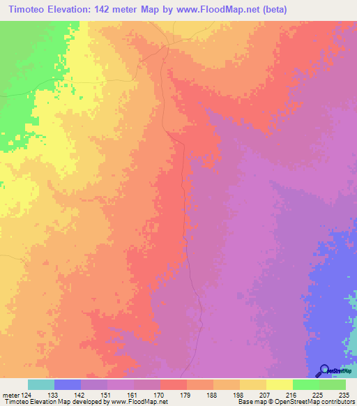 Timoteo,Mozambique Elevation Map