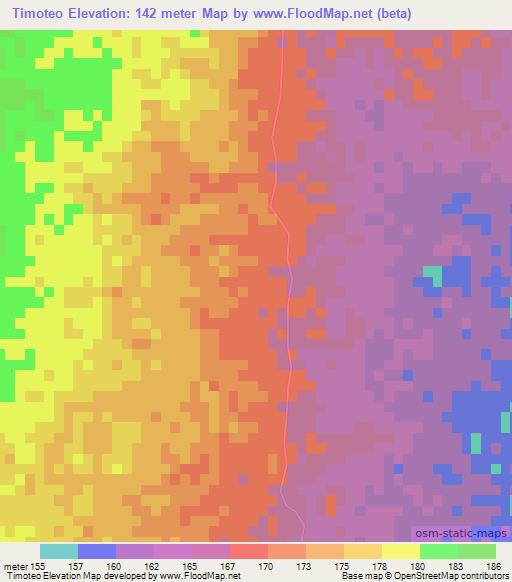 Timoteo,Mozambique Elevation Map