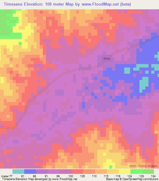 Timesane,Mozambique Elevation Map