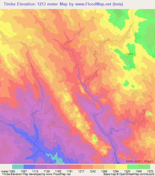 Timbe,Mozambique Elevation Map