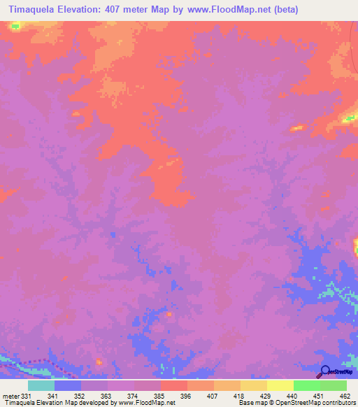Timaquela,Mozambique Elevation Map
