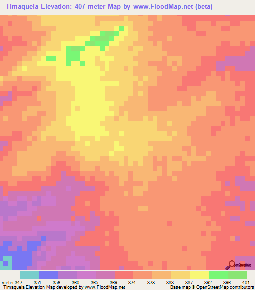 Timaquela,Mozambique Elevation Map