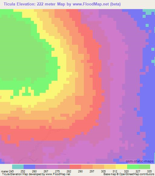 Ticula,Mozambique Elevation Map