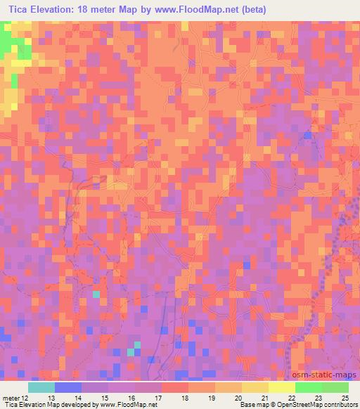 Tica,Mozambique Elevation Map