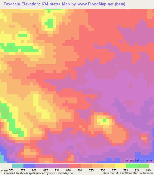 Texacala,Mozambique Elevation Map