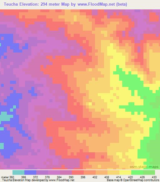 Teucha,Mozambique Elevation Map