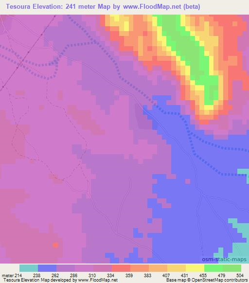 Tesoura,Mozambique Elevation Map