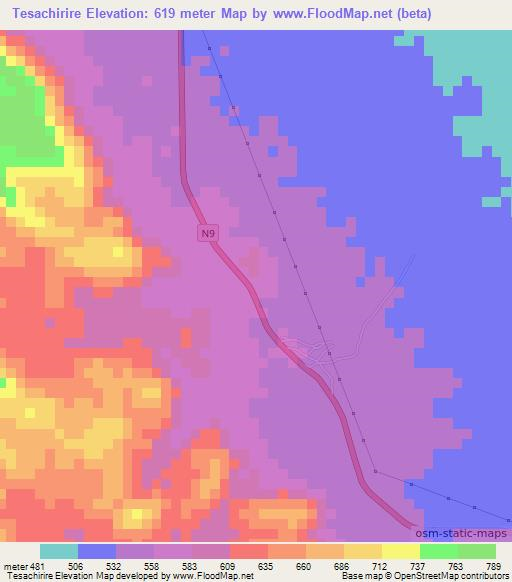 Tesachirire,Mozambique Elevation Map