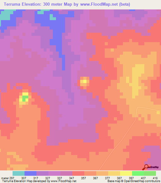 Terruma,Mozambique Elevation Map