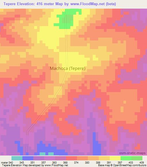 Tepere,Mozambique Elevation Map