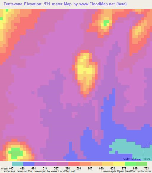 Tentevane,Mozambique Elevation Map
