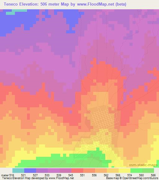 Teneco,Mozambique Elevation Map
