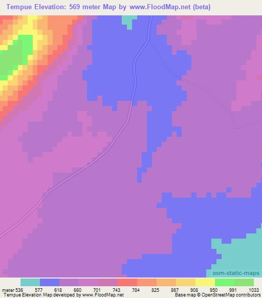 Tempue,Mozambique Elevation Map