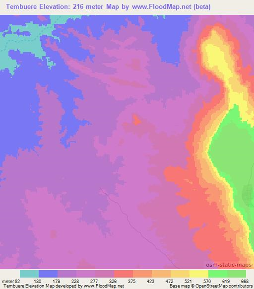 Tembuere,Mozambique Elevation Map