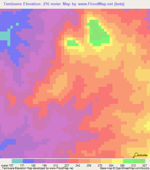 Tembuere,Mozambique Elevation Map