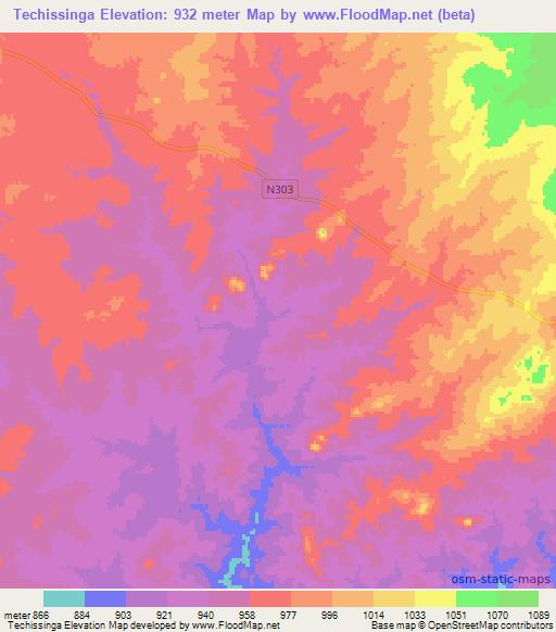Techissinga,Mozambique Elevation Map