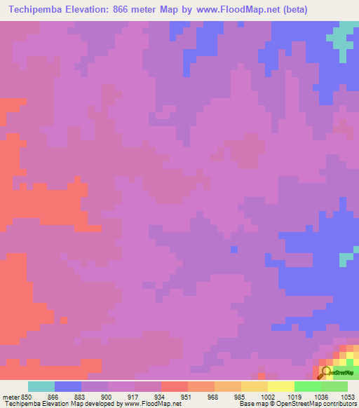 Techipemba,Mozambique Elevation Map